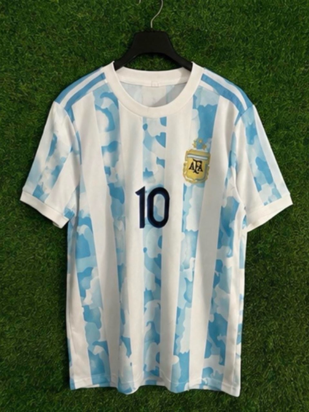 adidas Argentina Youth Soccer Jersey - White & Light Blue with #10